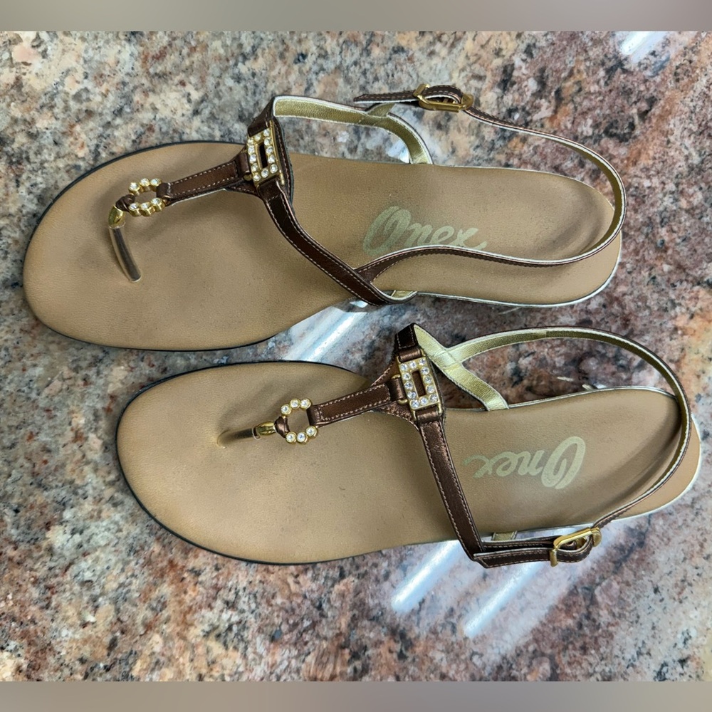 Onex Bronze Wedge Sandals